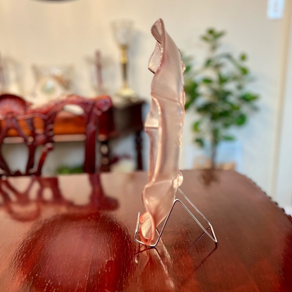 Vintage Mikasa Rosella Pink Crystal Platter Frosted Roses Walther-Glas 1990s 13” - Picture 3 of 9